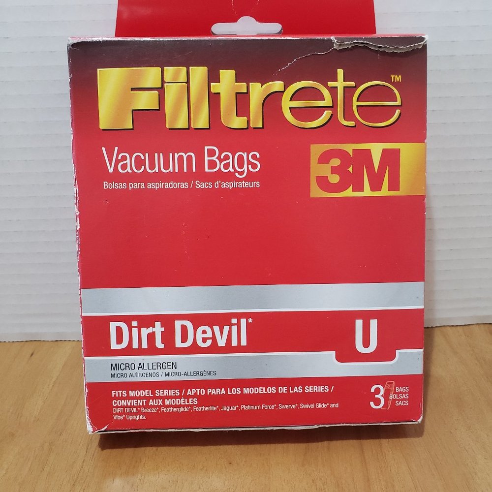 Filtrete Dirt Devil Type U Vacuum Bags Pkg. of 3 New in Box